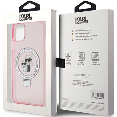 8. Karl Lagerfeld Ring Stand Karl&Choupette MagSafe Hülle für iPhone 11 / Xr – Rosa