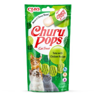 INABA Churu Pops Thunfisch mit Huhn – Katzenleckerli – 4 x 15 g