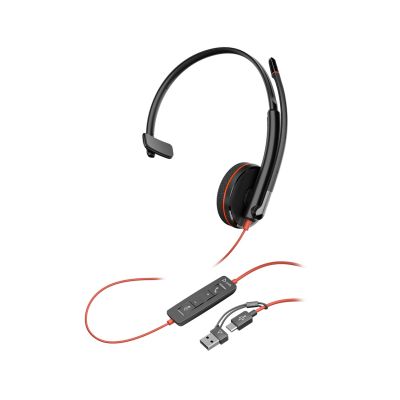 26. Poly Blackwire 3210 Mono-USB-C-Headset + USB-C/A-Adapter