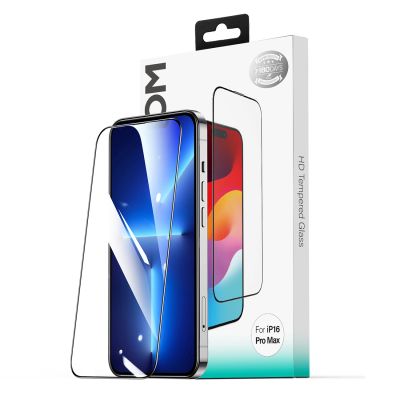 2. Joyroom JR-MLG0278 2.5D HD staubdichtes gehärtetes Glas mit schwarzem Rahmen für iPhone 15 Plus/16 Plus