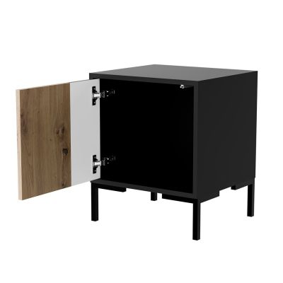 2. MERCI Nachttisch, 2-teilig, 44 x 40 x 52,5 cm, schwarz/Eiche (Artisan).