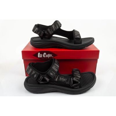 9. Lee Cooper Herrenschuhe mit Klettverschluss für sommerliche Strandsandalen, leicht, schwarz