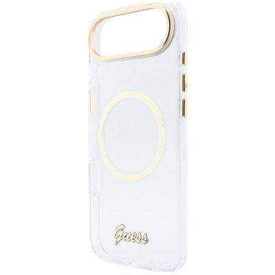 7. Guess IML Script Metal MagSafe Hülle für iPhone Air – Transparent