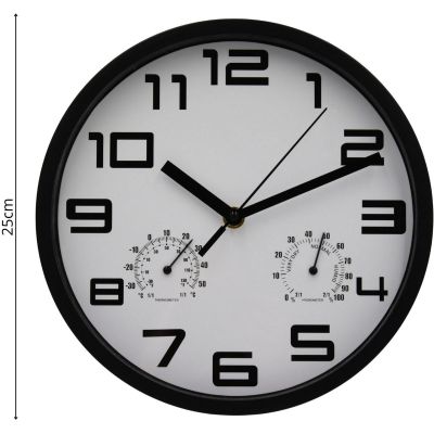 7. Wanduhr 25 cm mit Thermometer, weiß