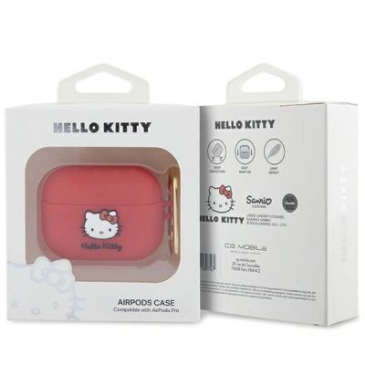 3. Hello Kitty Silikon 3D Kitty Head Hülle für AirPods Pro – Fuchsia