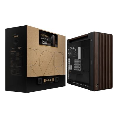 39. ASUS ProArt PA602 Wood Edition Modern Black – Midi-Tower mit Seitenwand aus gehärtetem Glas, Schwarz, Holz