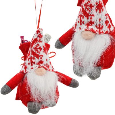 6. Dekorativer Weihnachtsmann mit Geschenktüte, 15 cm, rot