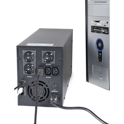 4. ENERGENIE USV-Notstromversorgung AVR 3000VA LCD, 3 x C13, 3 x Schuko, USB, RJ45