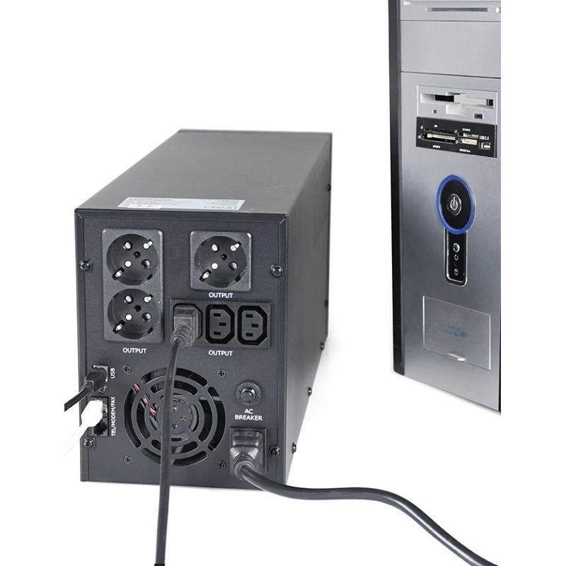 4. ENERGENIE USV-Notstromversorgung AVR 3000VA LCD, 3 x C13, 3 x Schuko, USB, RJ45