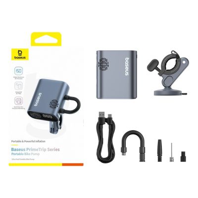 6. Baseus PrimeTrip Serie Elektrische Fahrradpumpe mit Digitalanzeige – Schwarz