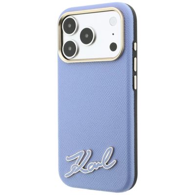 2. Karl Lagerfeld MagSafe-Hülle mit genarbter Oberfläche und Harz-Logo für iPhone 18 Pro / 17 Pro – Hellblau