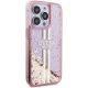 4. Guess Liquid Glitter Gold Stripes Hülle für iPhone 15 Pro – Rosa