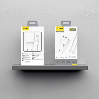 3. Dudao A27TCEU PD 30W GaN USB-A/USB-C-Wandladegerät mit USB-C-Kabel – Weiß