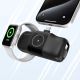 12. Wozinsky WF16-YCS 5000 mAh 15 W USB-C Mini-Powerbank mit integriertem USB-C-Kabel und Apple Watch Ladegerät – Schwarz