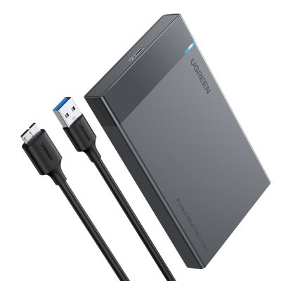 Ugreen Schacht für HDD SSD Festplattengehäuse 2,5'' SATA USB 3.2 Gen 1 (5 Gbps) Micro USB SuperSpeed + 0,5 m Kabel schwarz (US221 30848)