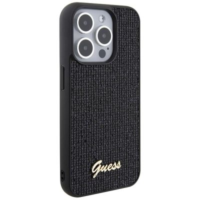 4. Guess Disco Metal Script Hülle für iPhone 15 Pro – Schwarz
