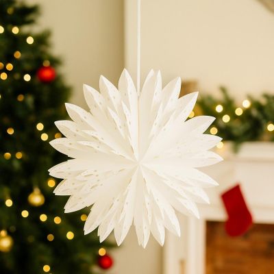 6. Dekoratives Sternen-Schneeflocken-Hängepapier, 50 cm, weiß
