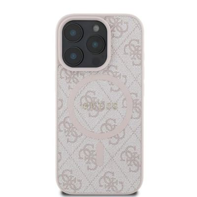 3. Guess 4G Ring Classic Logo MagSafe-Hülle für iPhone 16 Pro – Rosa