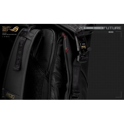 10. ASUS ROG SLASH Backpack Edition 20 Roll-Up Rucksack Schwarz Polyester, gewachstes Leder (zum Hochziehen)