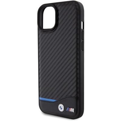 6. BMW Leder-Carbon-Hülle für iPhone 15 Plus – Schwarz