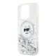 6. Karl Lagerfeld Liquid Glitter Choupette Head MagSafe Hülle für iPhone 15 Pro – transparent
