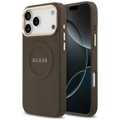 Guess Peony Hot Stamp MagSafe Schutzhülle für iPhone 18 Pro Max / 17 Pro Max – Braun