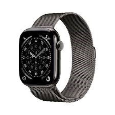 Apple Watch Series 11 GPS + Cellular 46 mm Gehäuse aus Titan in Schiefergrau mit Milanaise-Armband in Schiefergrau - M/L