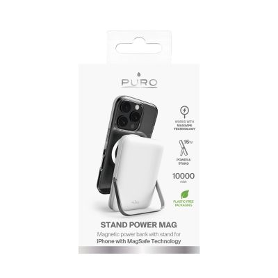 5. Puro 10000mAh MagSafe Wireless Power Bank mit Aluminiumständer - Weiß