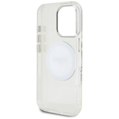 7. Guess IML Metal Colored Circle Classic Logo MagSafe Hülle für iPhone 16 Pro - Weiß
