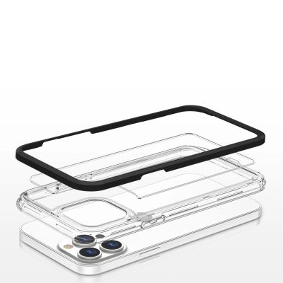 5. Klare 3in1 Hülle für iPhone 13 Pro Rahmen Gel Cover schwarz