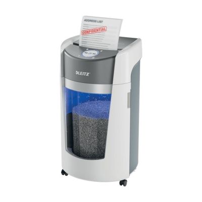 LEITZ IQ OptiMax Office 550 Aktenvernichter, 35 l, P-5, 2 x 15 Blatt, automatischer Start/Stopp, Rücklauffunktion, drehbarer Behälter – 33 % mehr Kapazität