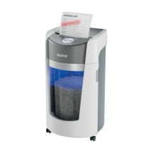 LEITZ IQ OptiMax Office 550 Aktenvernichter, 35 l, P-5, 2 x 15 Blatt, automatischer Start/Stopp, Rücklauffunktion, drehbarer Behälter – 33 % mehr Kapazität