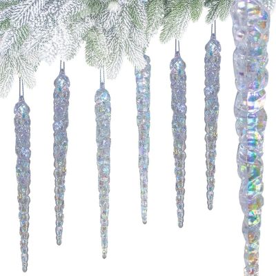 11. Schimmernde Eiszapfen-Hängedekoration, 17,5 cm, 6 Stück