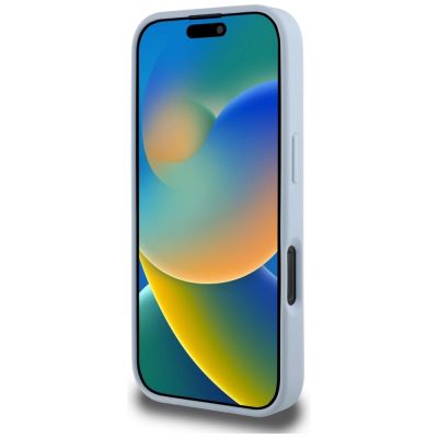 5. Guess Grained Big 4G Logo Small Classic Logo Hülle für iPhone 16 Pro - Blau