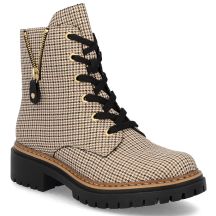 Gefütterte Damen-Ankle-Boots, Hahnentrittmuster, Beige, Rieker 72617-60