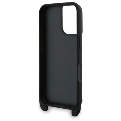 5. Karl Lagerfeld Saffiano Karl&Choupette Metall-Pin CBDY Schutzhülle für iPhone 16 - Schwarz