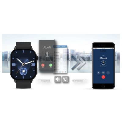 12. Smartwatch Gravity GT15-1 Schwarzes Silikonarmband + Schwarzes Armband