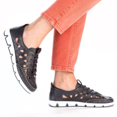 11. Rieker W RKR652 marineblaue durchbrochene Lederschuhe
