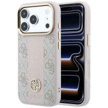 Guess 4G MagSafe-Hülle mit runden und klassischen Stripe-Logos für iPhone 17 Pro / 18 Pro – Pink