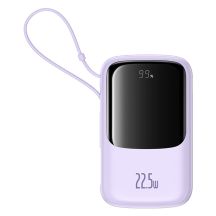 Baseus Qpow Pro+ 10000mAh 22,5W Powerbank mit integriertem USB-C-Kabel und Display – Lila