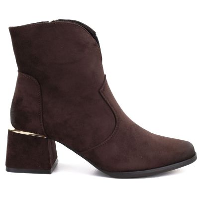 2. Braune Wildleder-Ankle-Boots mit hohem Absatz, Potocki 12422