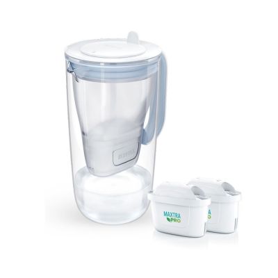 Brita Glasfilterkanne + 2 MaxtraPro PP-Kartuschen (blau; 2,5 l)