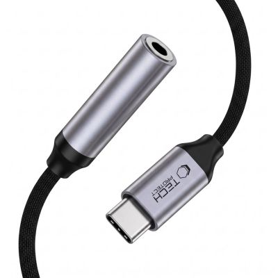 4. Tech-Protect Ultraboost USB-C auf 3,5-mm-Klinken-DAC-Adapter – Dunkelgrau