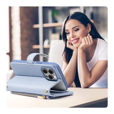 14. Dux Ducis Lawa Lederhülle für iPhone 15 Pro Max - Blau