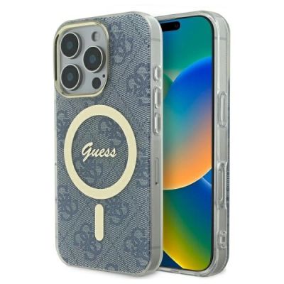 Guess IML 4G MagSafe Hülle für iPhone 16 Pro – blau