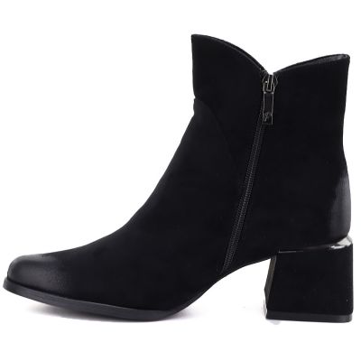 3. Schwarze Wildleder-Ankle-Boots mit hohem Absatz für Damen, Potocki SZ12875
