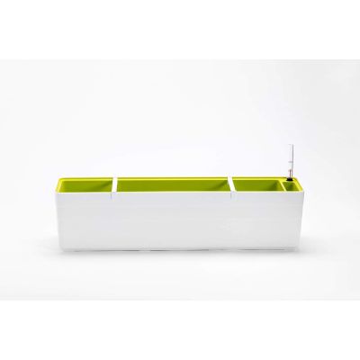 URBALIVE BERBERIS Selbstbewässernder rechteckiger Pflanzkübel 80 x 20 cm, Weiß