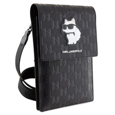 3. Karl Lagerfeld Case KLWBSAKHPCK Handtasche – Schwarzes Saffiano-Monogramm Choupette