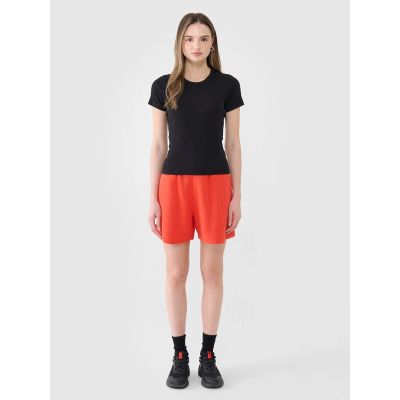 4. Schmales geripptes Damen-T-Shirt 4F 4FWSS25TTSHF1968-20S