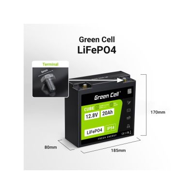 4. GREEN CELL LIFEPO4 CUBE-AKKU 20AH 12V/12,8V 256Wh LFPGC12V20AH